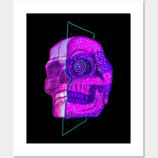 Anime Neon 3d Skull Mystical Retro Skeleton Posters and Art